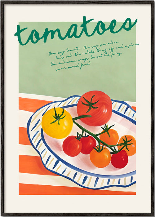 Arte para cozinha com tomates ilustrados