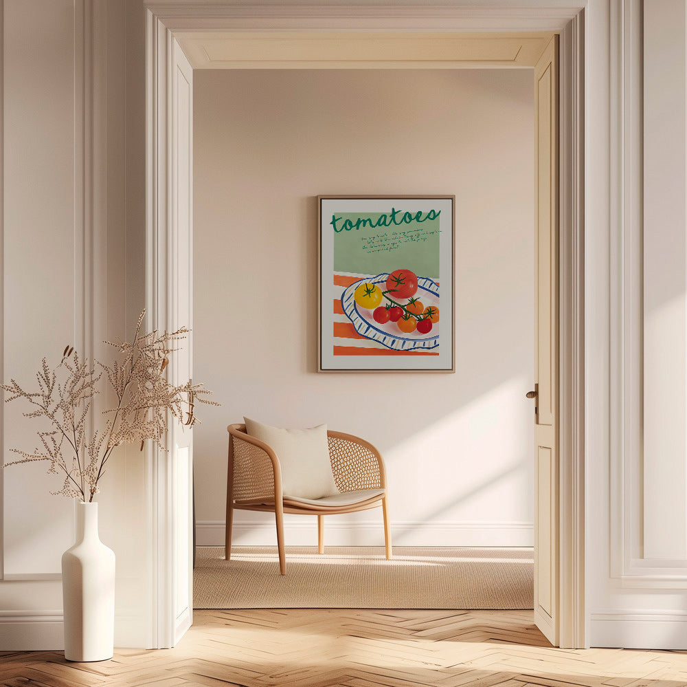 Arte para cozinha com tomates ilustrados