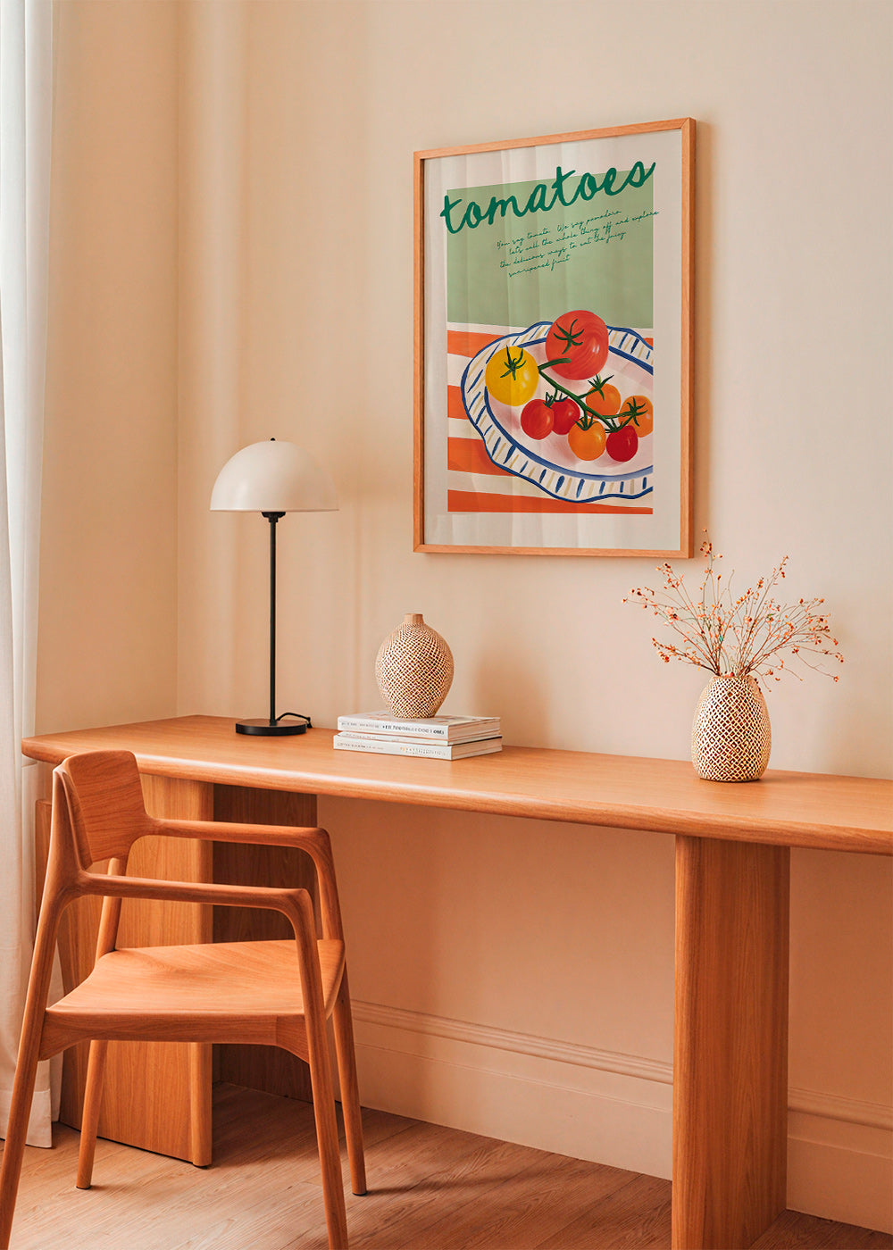 Arte para cozinha com tomates ilustrados