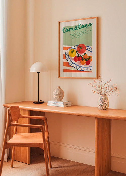 Arte para cozinha com tomates ilustrados