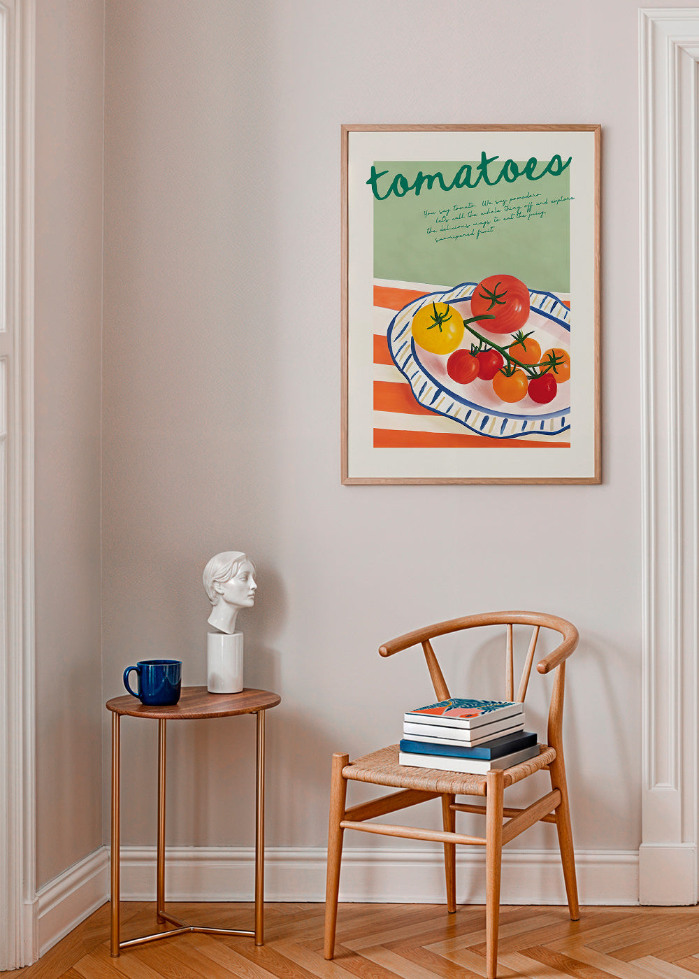 Arte para cozinha com tomates ilustrados