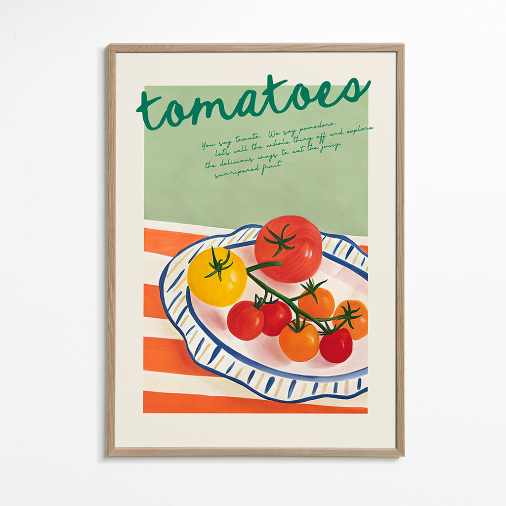 Arte para cozinha com tomates ilustrados