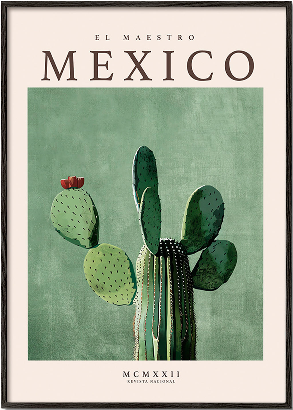 Estampa botânica México com cacto