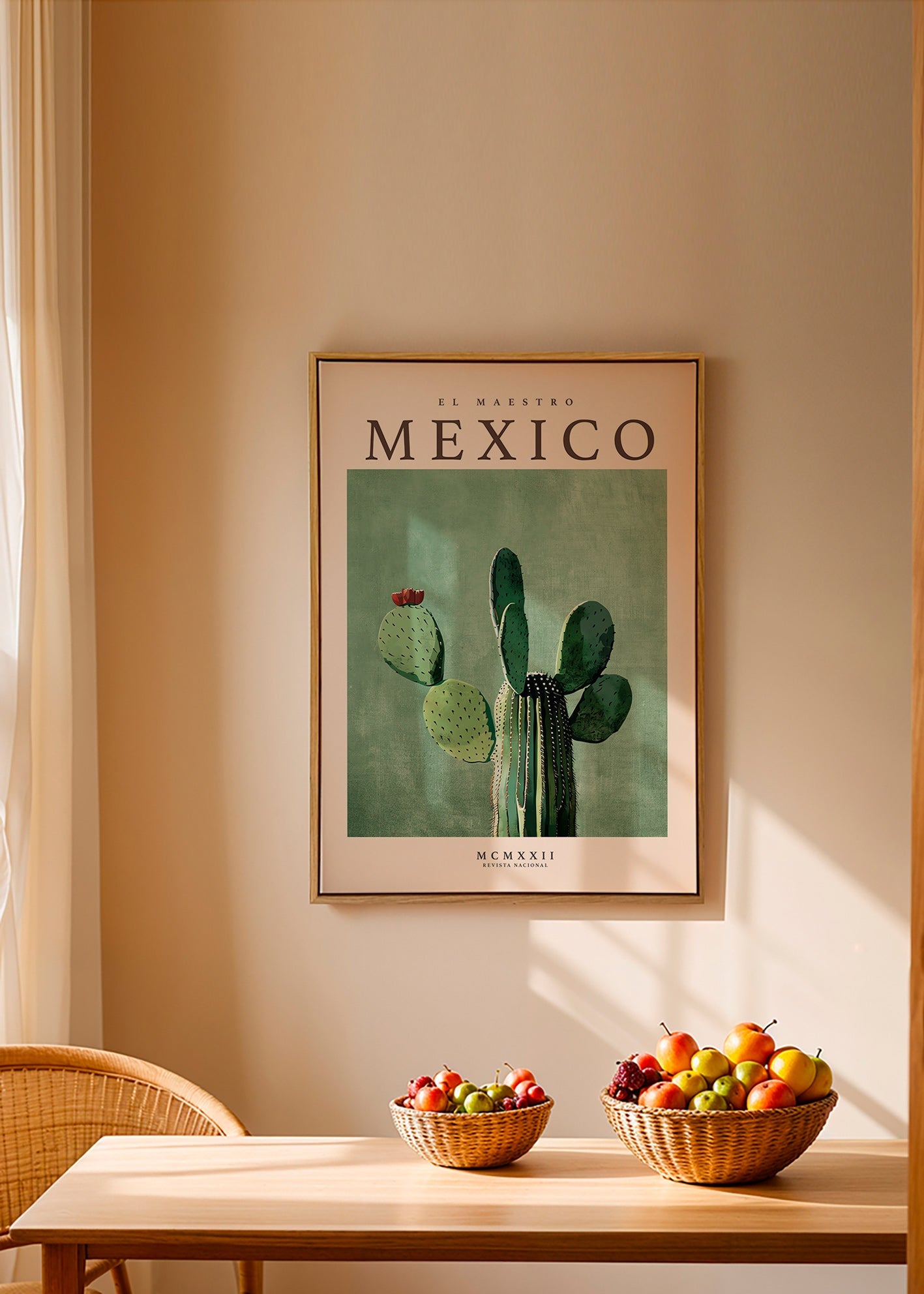Estampa botânica México com cacto