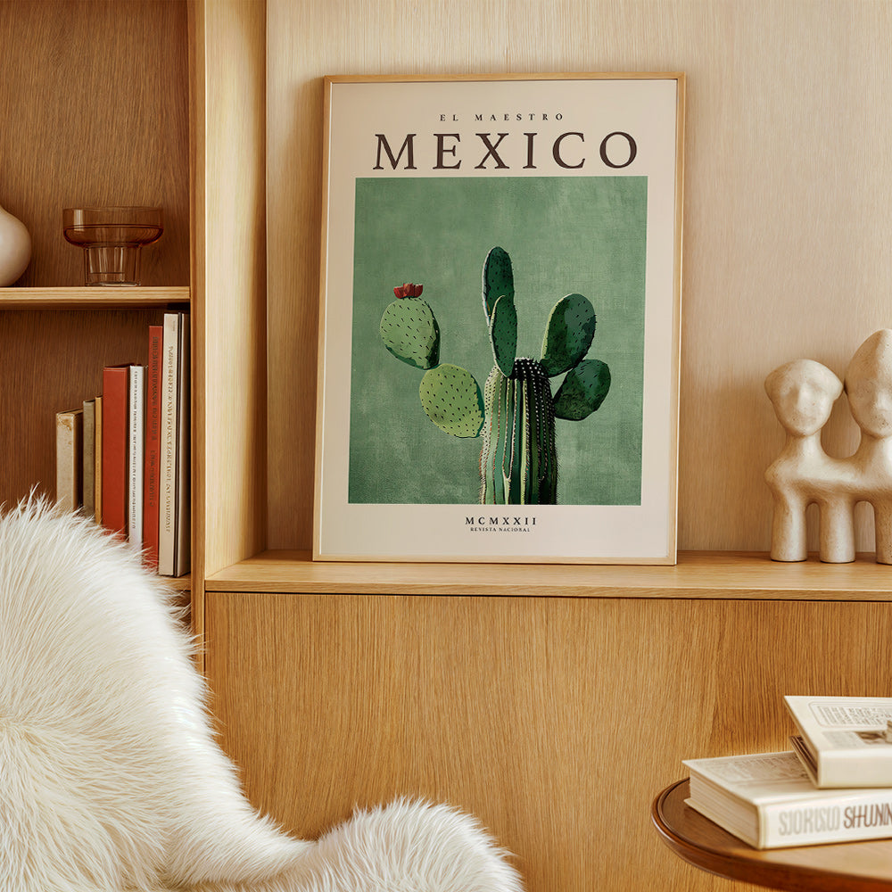 Estampa botânica México com cacto