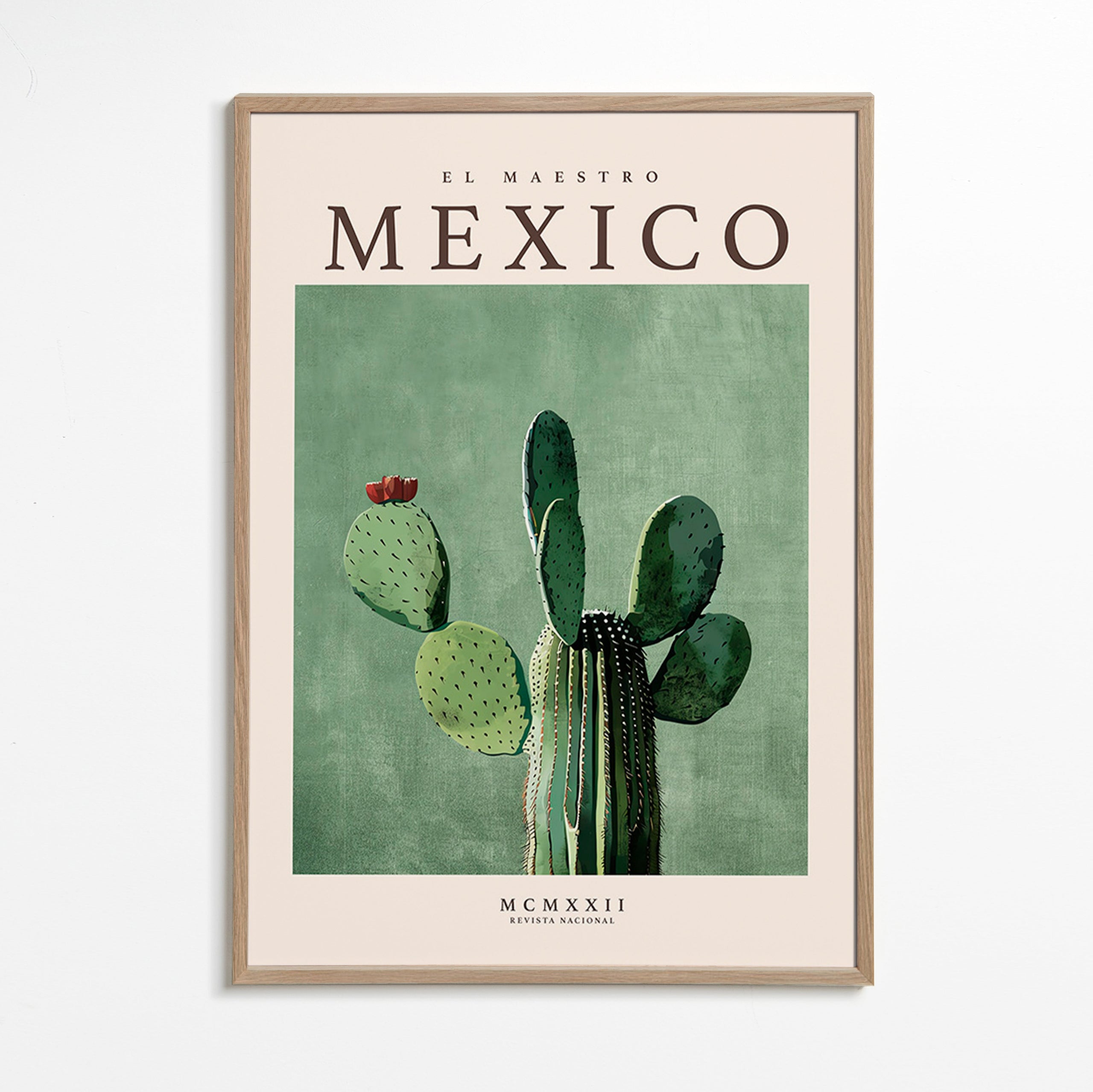 Estampa botânica México com cacto