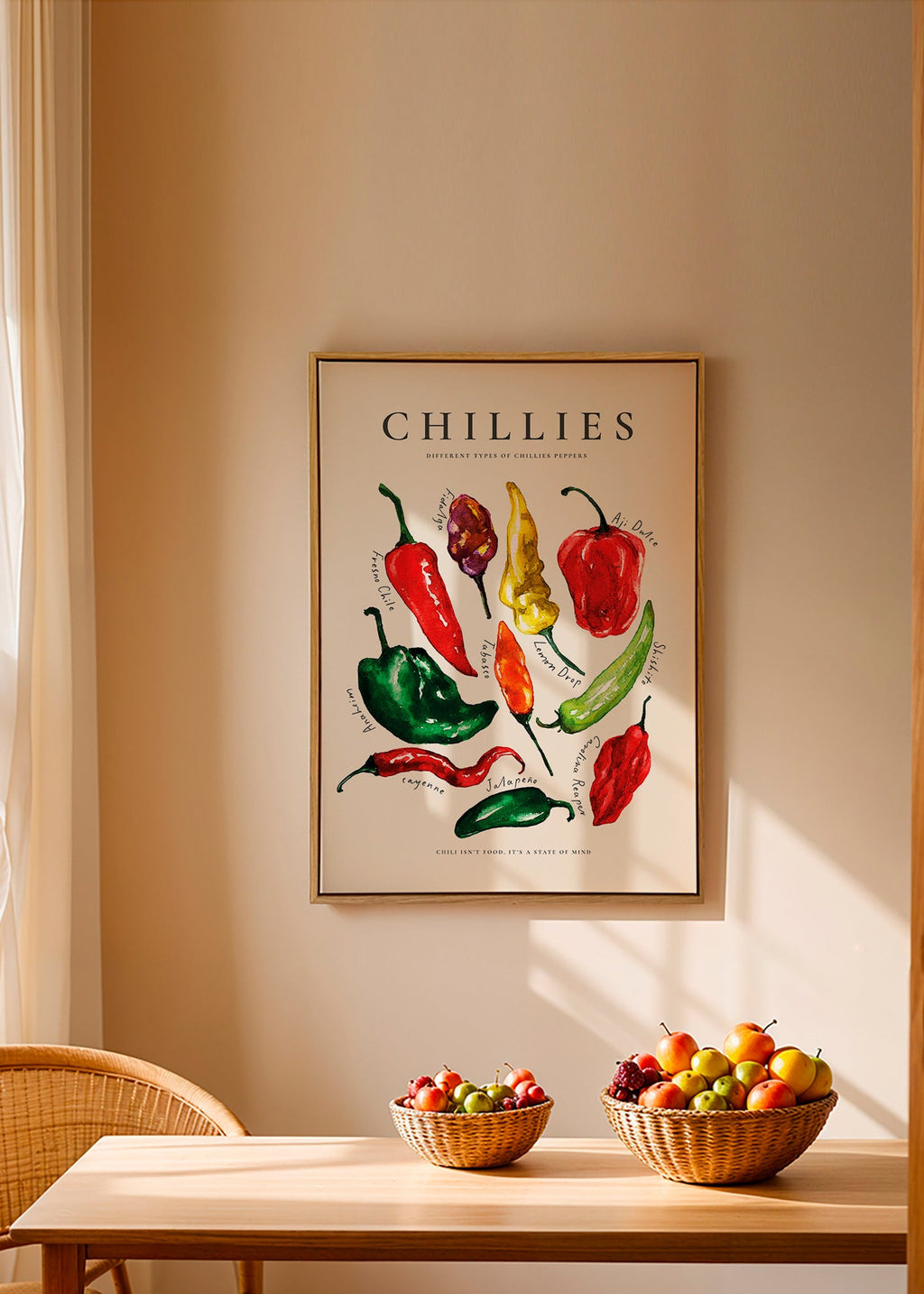Arte para cozinha Chillies em aquarela