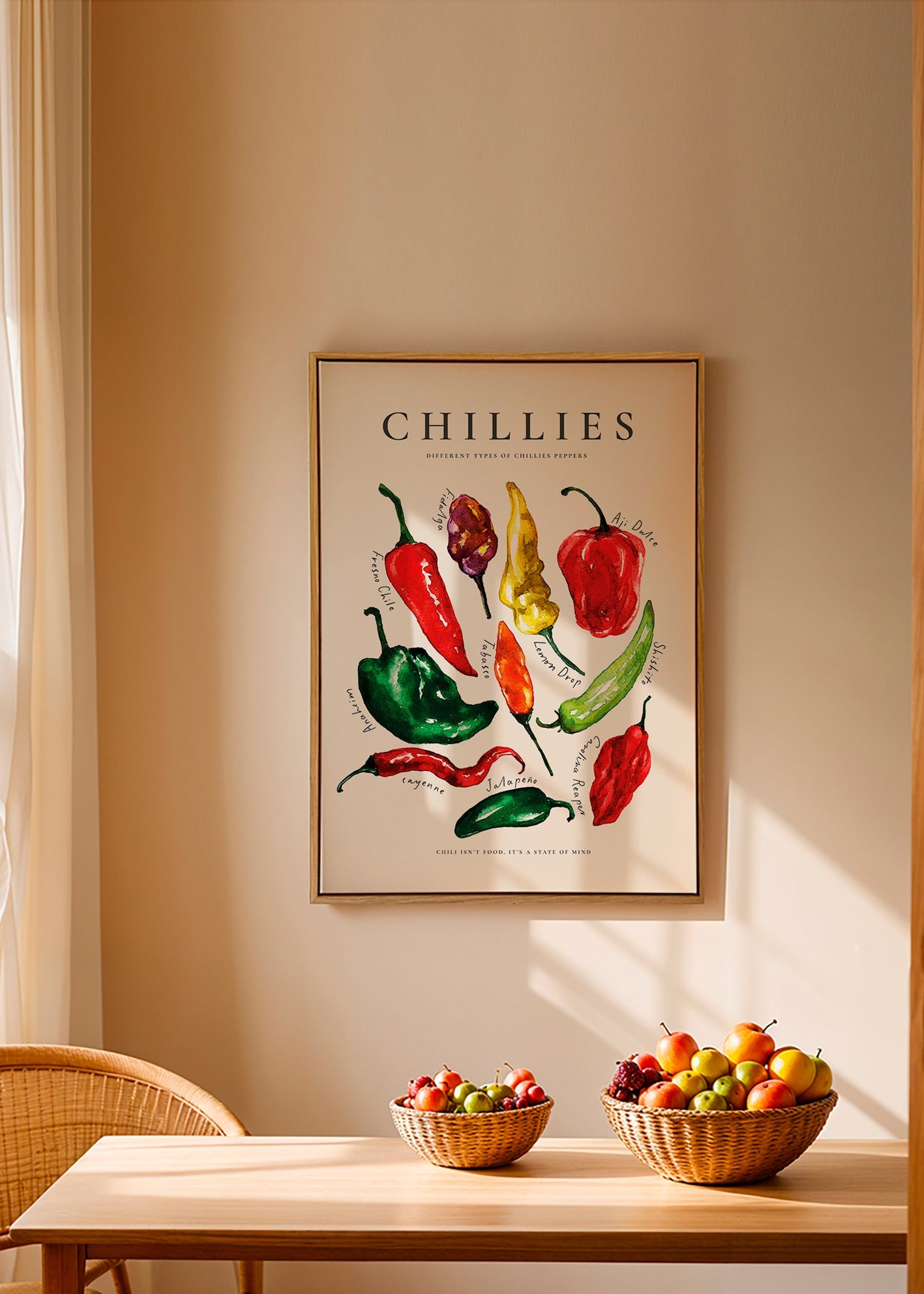 Arte para cozinha Chillies em aquarela