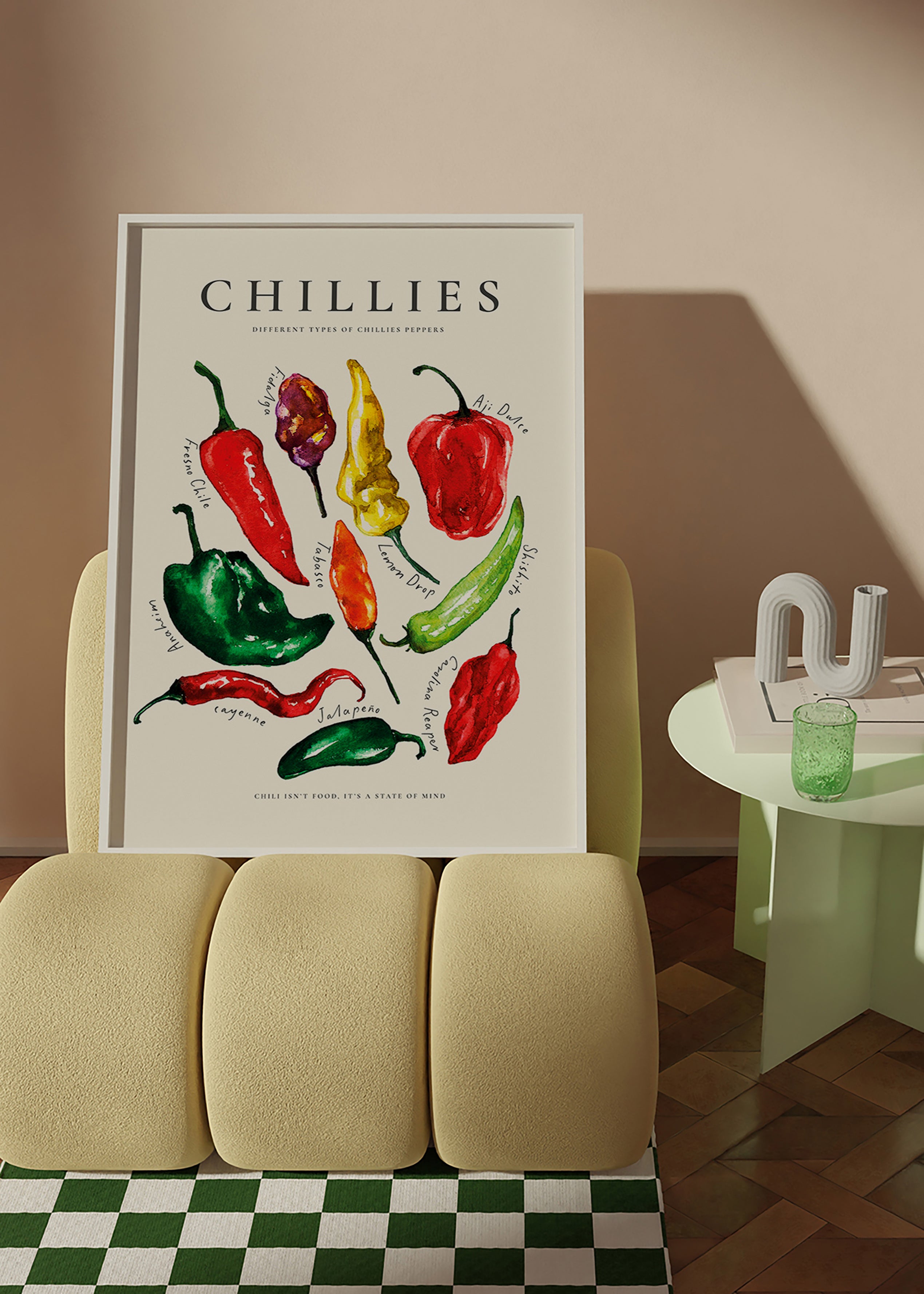 Arte para cozinha Chillies em aquarela