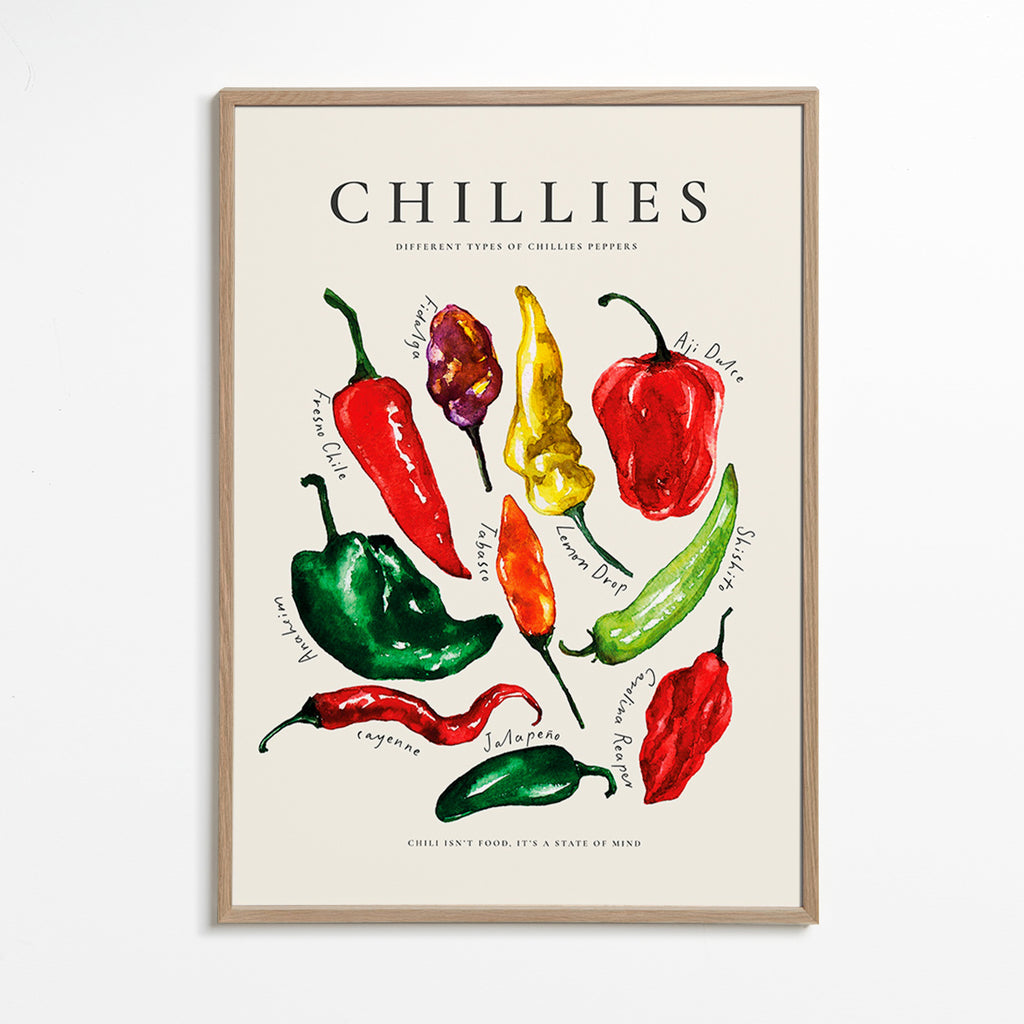 Arte para cozinha Chillies em aquarela