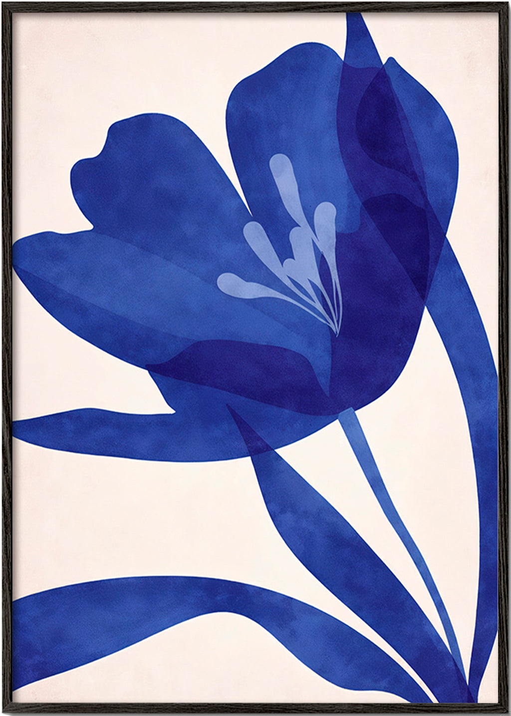 Estampa botânica flor azul estilizada