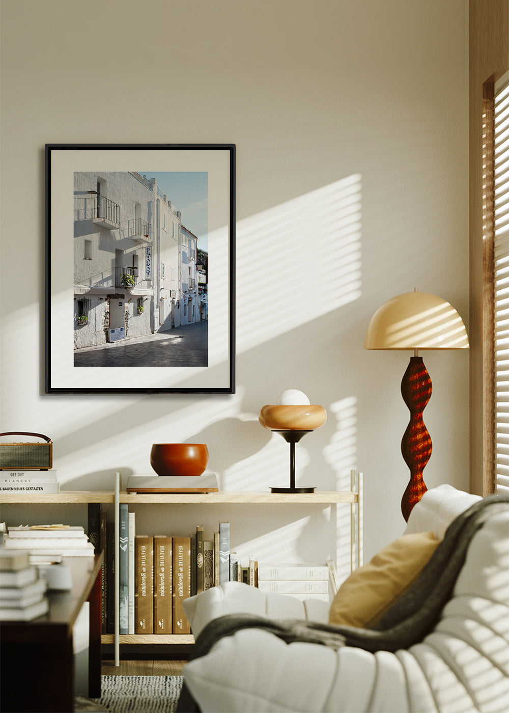 Arte para cozinha Rua branca mediterrânea
