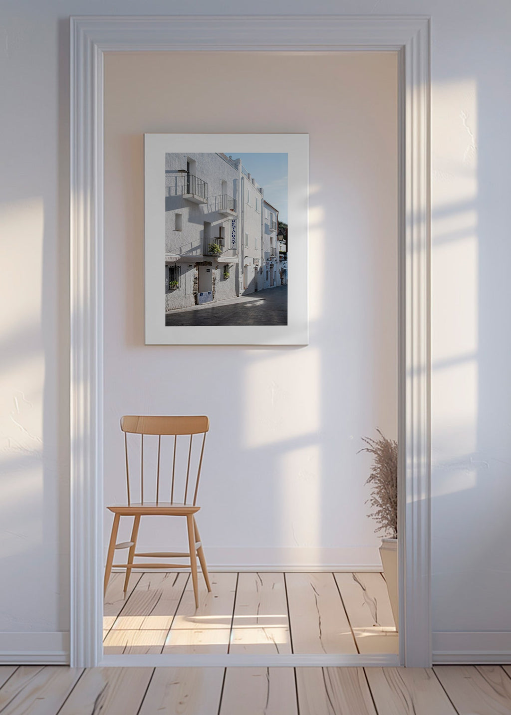 Arte para cozinha Rua branca mediterrânea