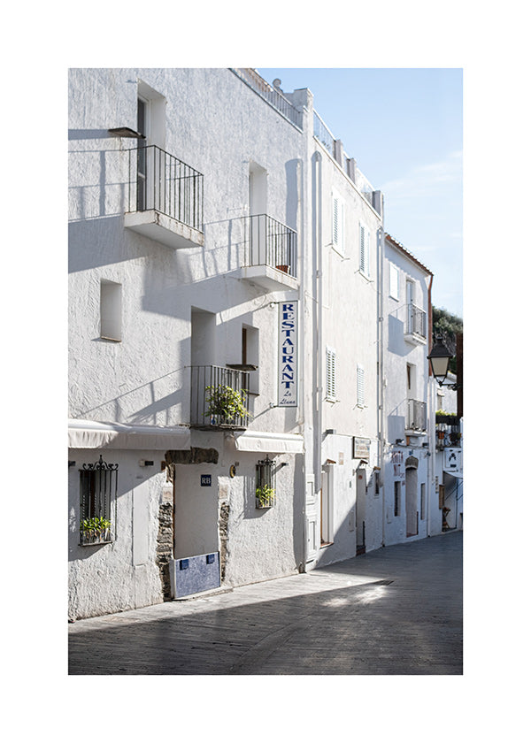 Arte para cozinha Rua branca mediterrânea