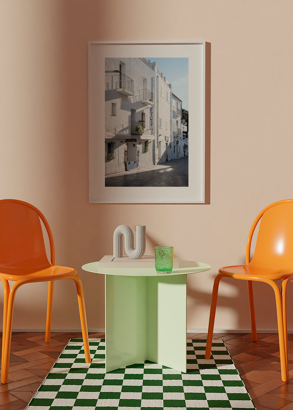 Arte para cozinha Rua branca mediterrânea