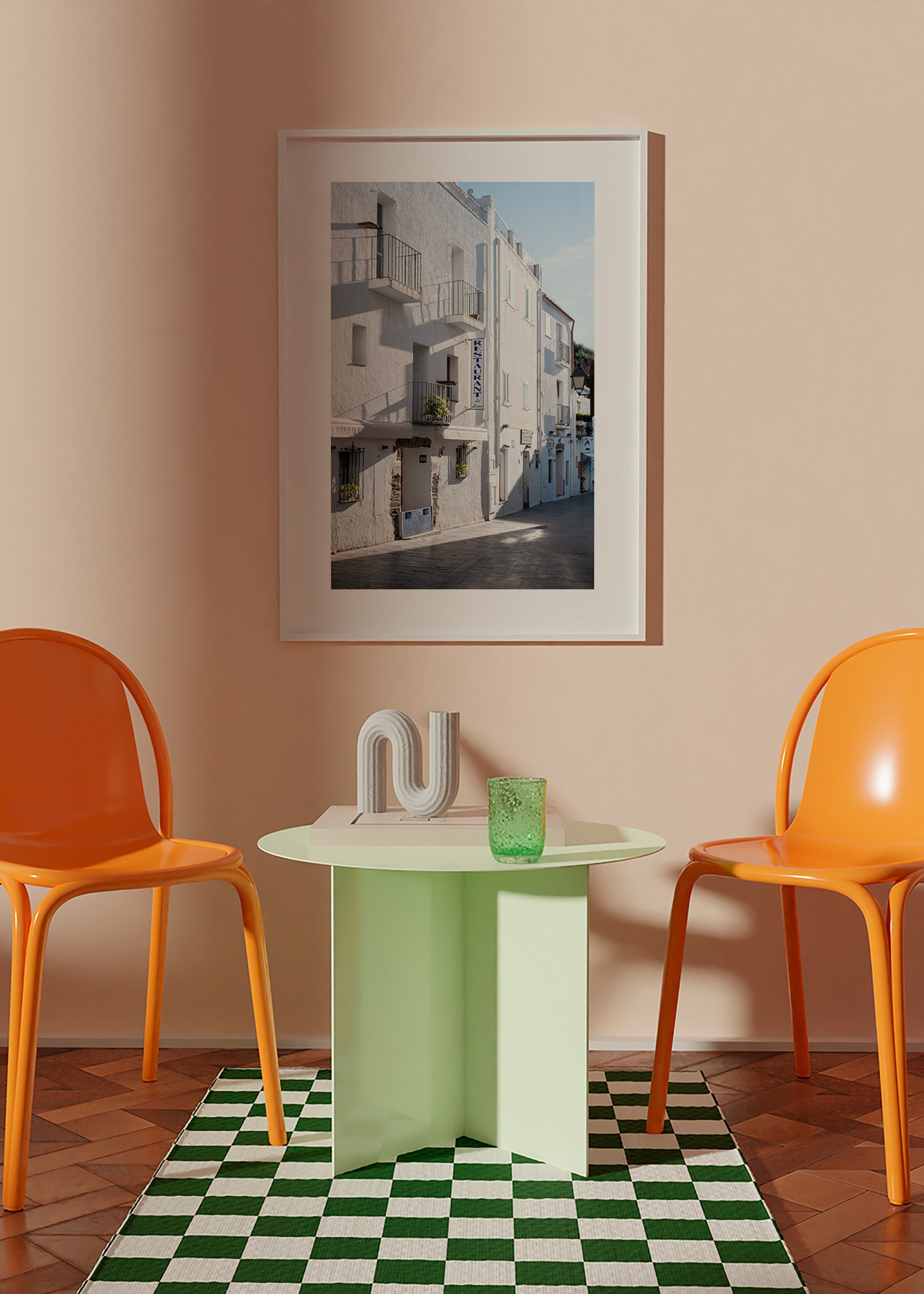Arte para cozinha Rua branca mediterrânea