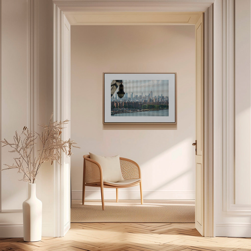 Arte de cidade Manhattan vista pela janela