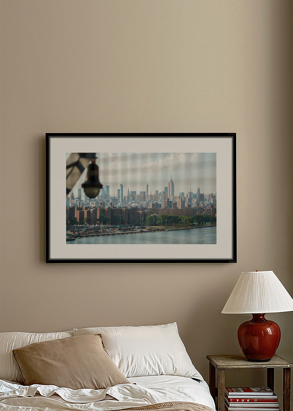 Arte de cidade Manhattan vista pela janela