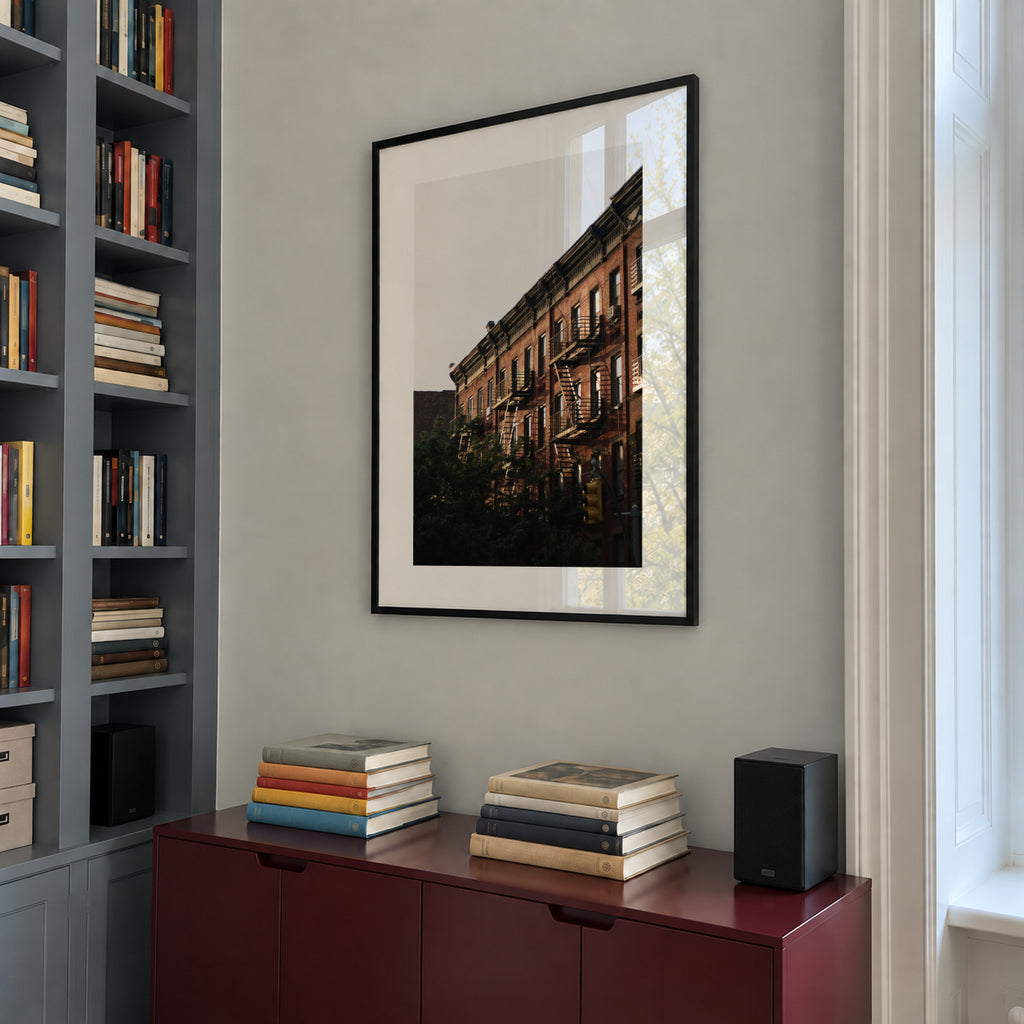 Downtown Corner - Framed poster in an interior