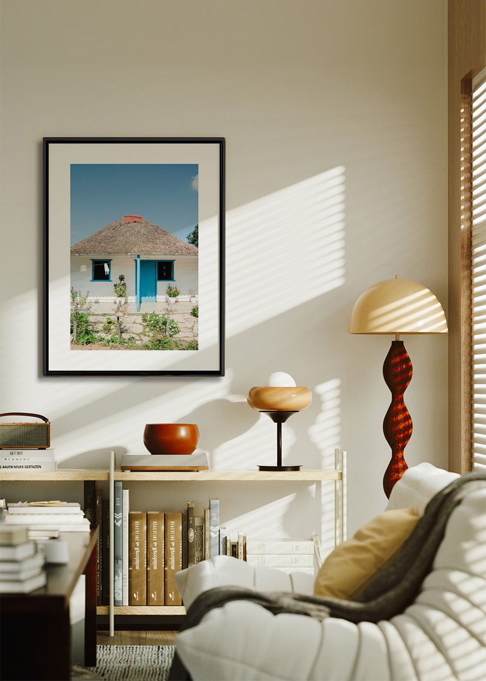 Arte paisagístico: casa com porta azul