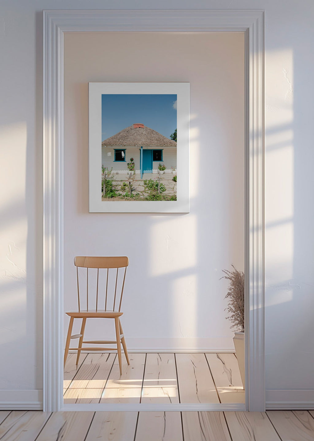Arte paisagístico: casa com porta azul