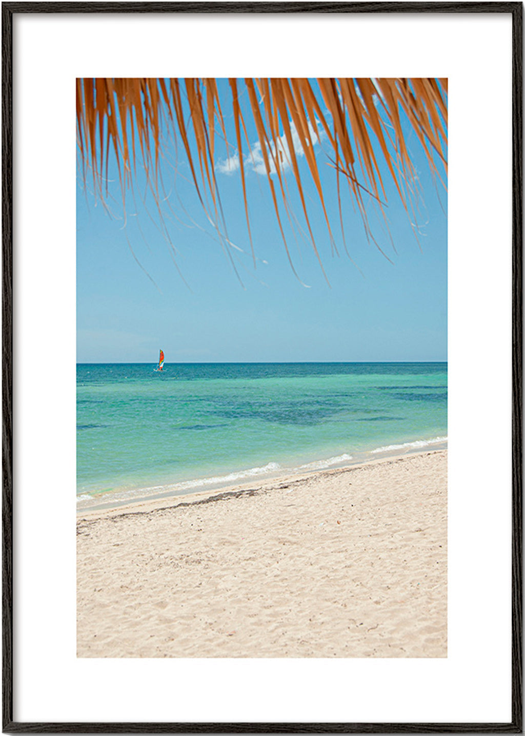 Quadro paisagem: praia caribenha com palmeira