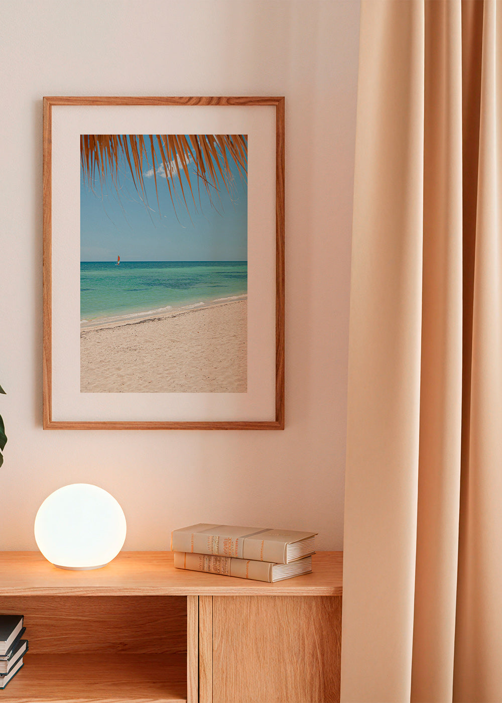 Quadro paisagem: praia caribenha com palmeira