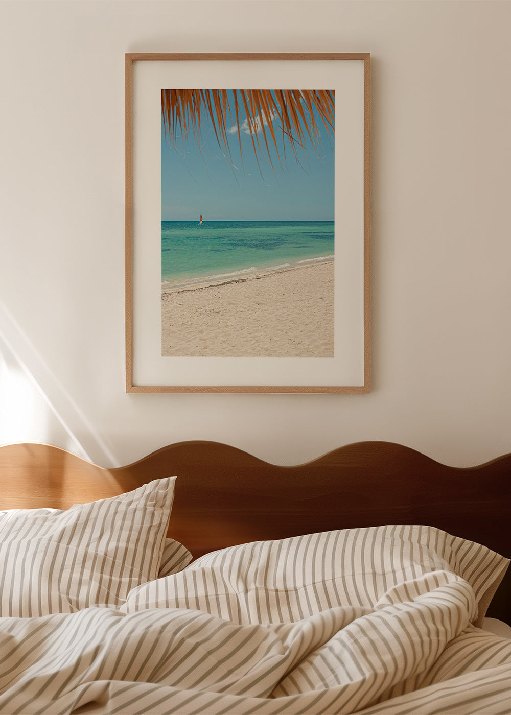 Quadro paisagem: praia caribenha com palmeira