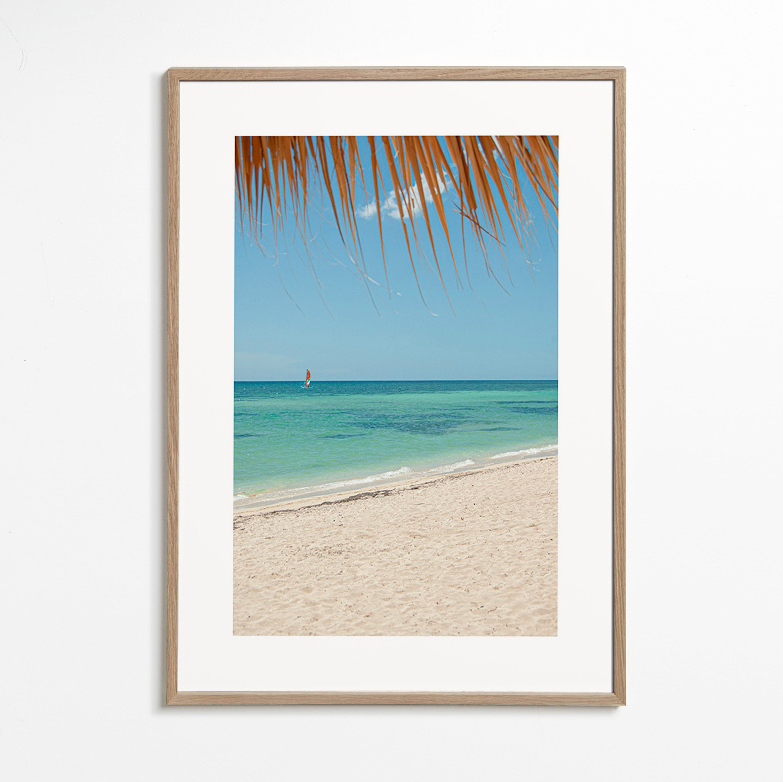 Quadro paisagem: praia caribenha com palmeira