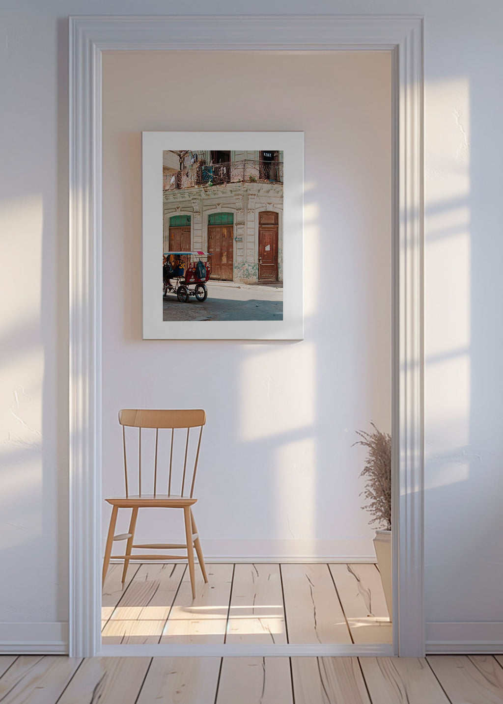 Quadro de cidades: fachada de Havana com riquixá