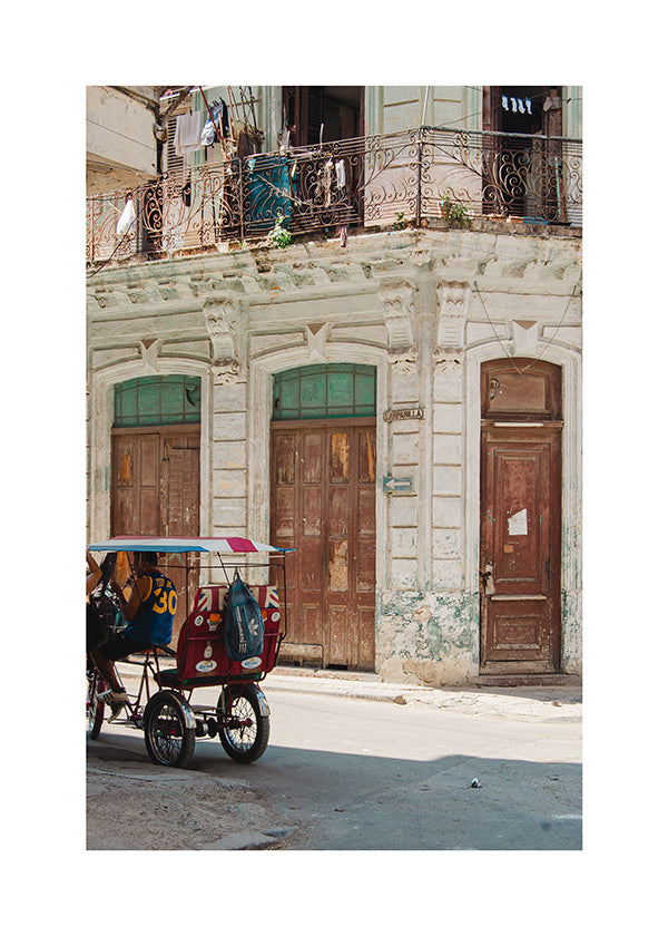Quadro de cidades: fachada de Havana com riquixá