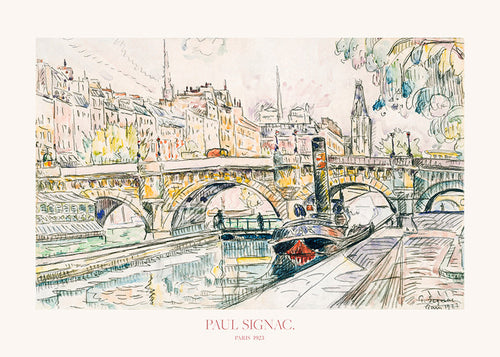 Arte para cidade: Pont Neuf com rebocador em tinta e aguarela