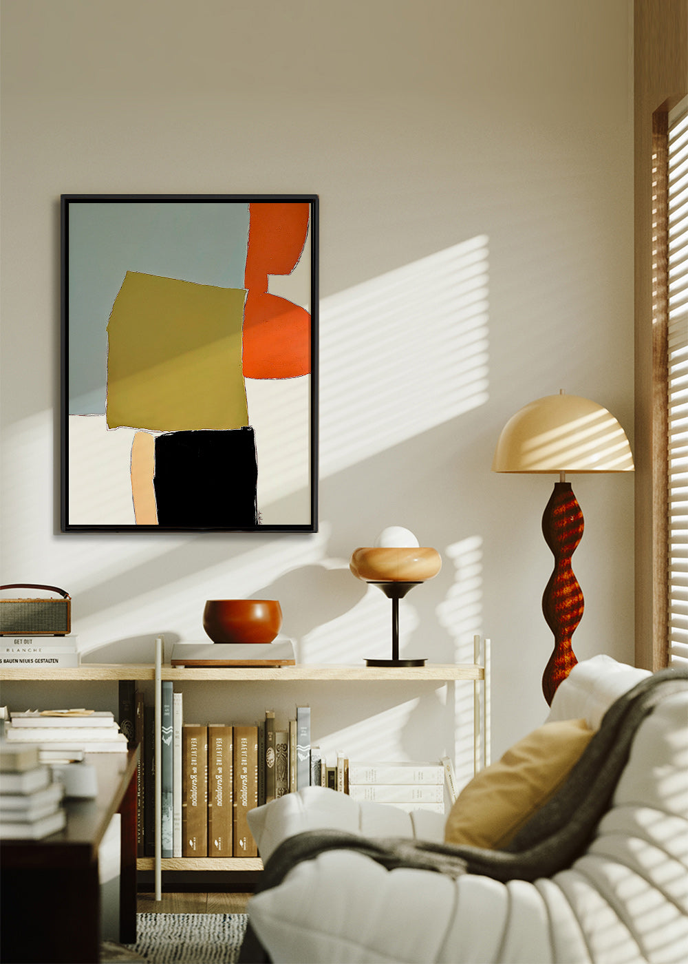 Quadro abstrato com blocos orgânicos – Canvas2