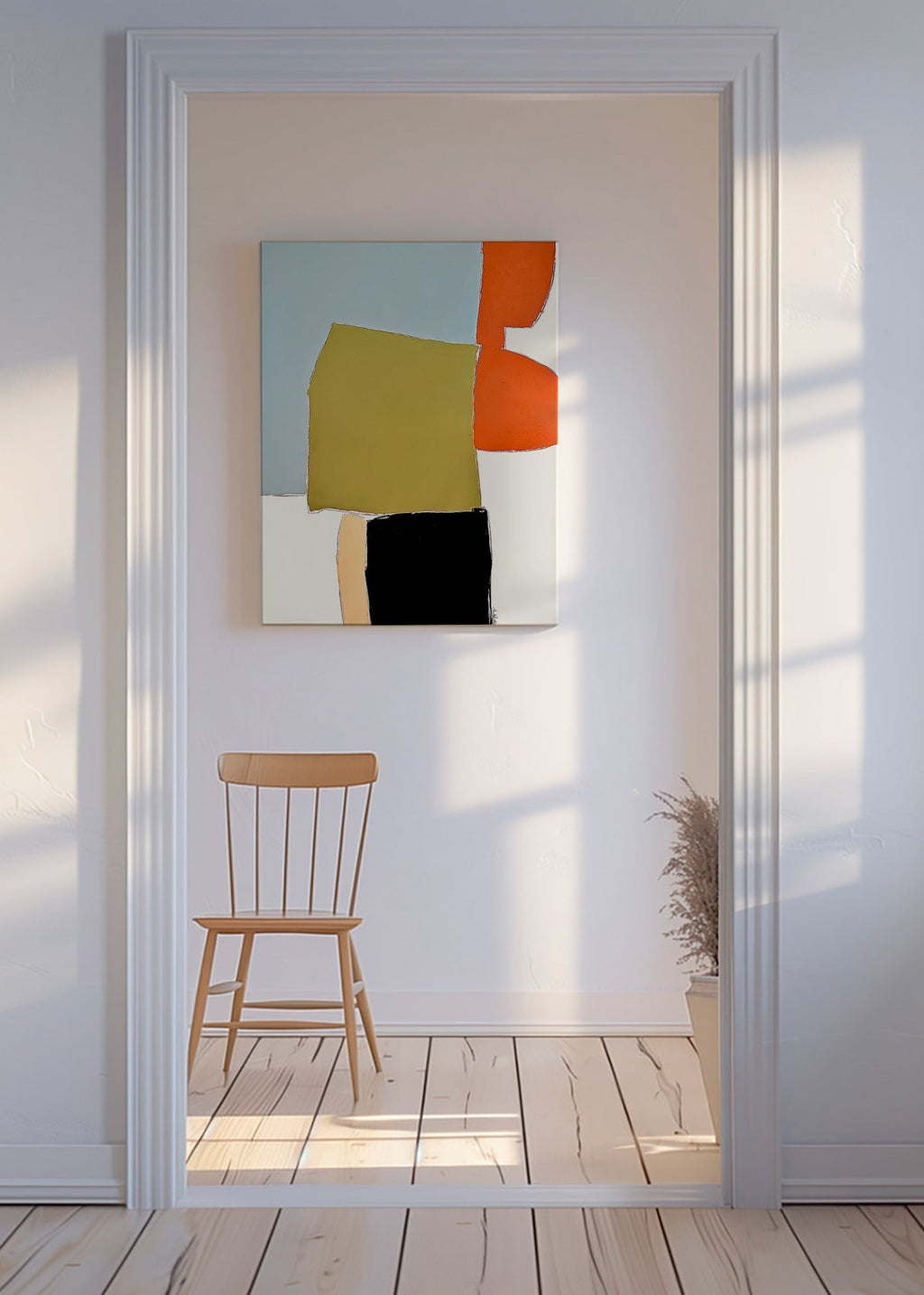 Quadro abstrato com blocos orgânicos – Canvas