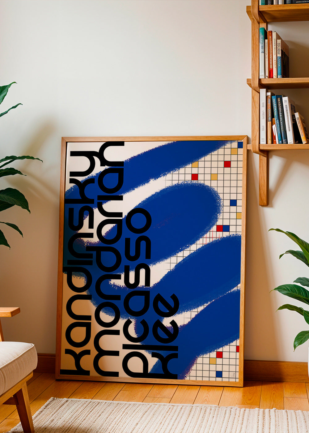 Quadro abstrato com gestos azuis – Product1