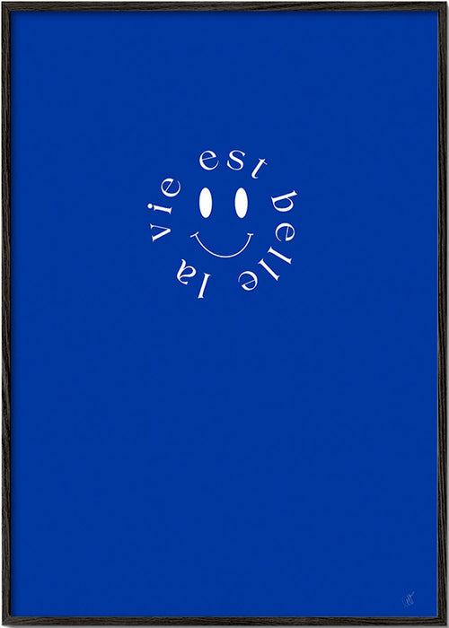 Ilustração smile tipográfica azul – Black Frame