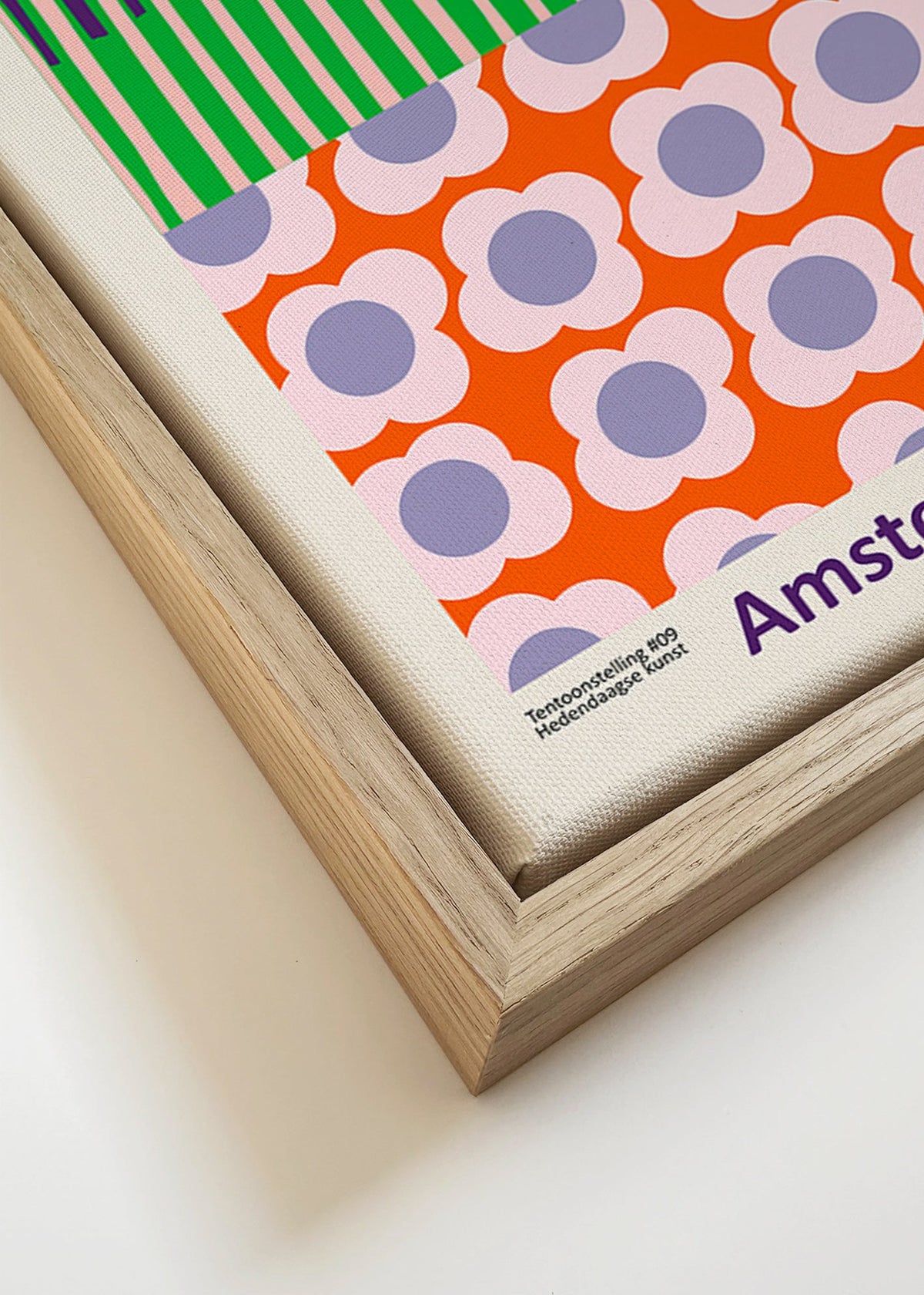 Poster de viagem Amesterdão com padrão floral gráfico – Canvas detail