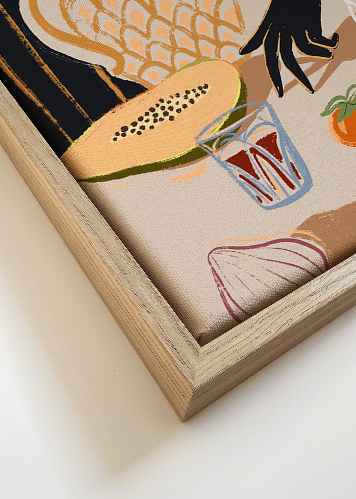 Arte para cozinha com frutas tropicais e jarra – Canvas detail