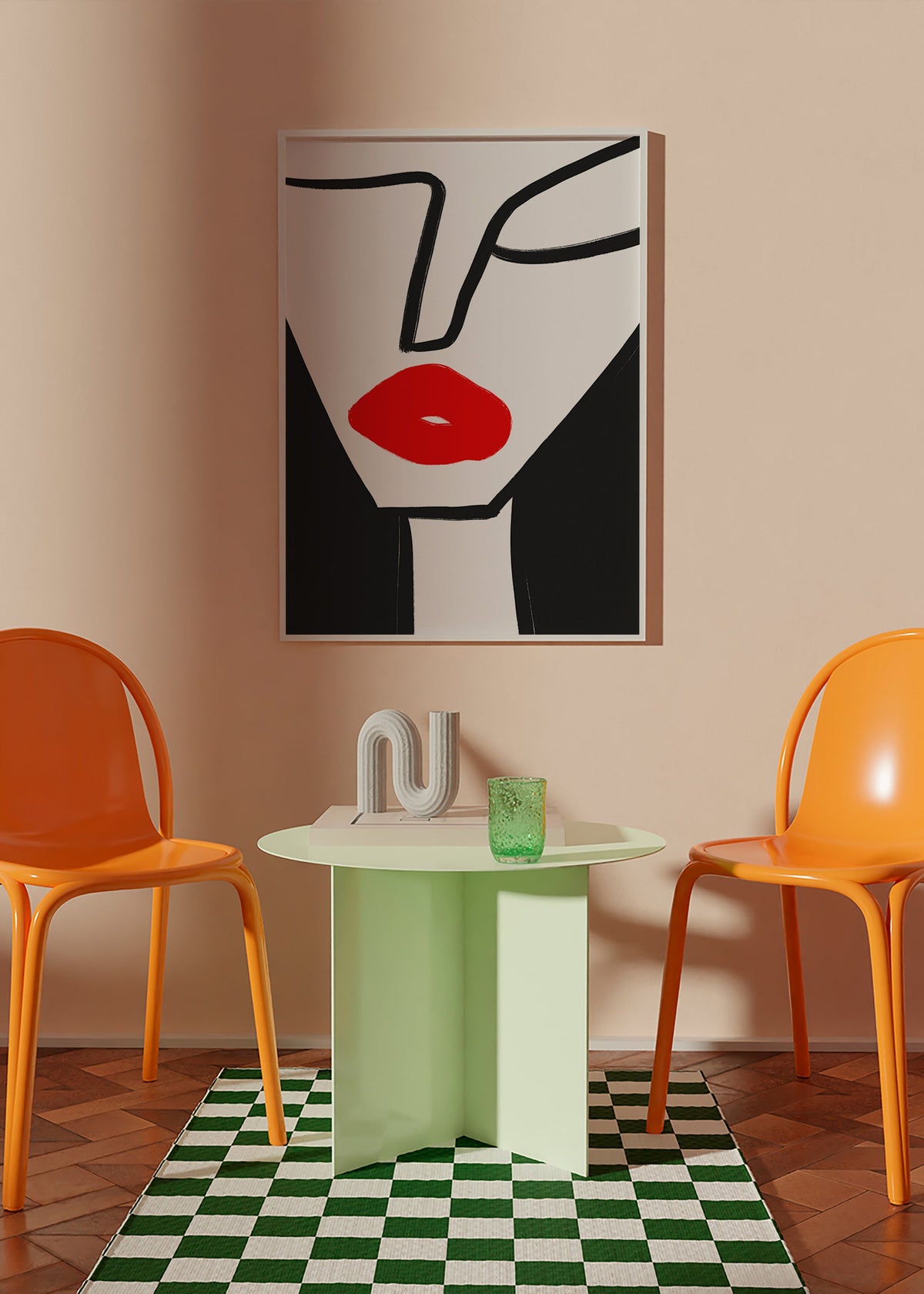 Quadro minimalista lábios vermelhos perfil – Product1