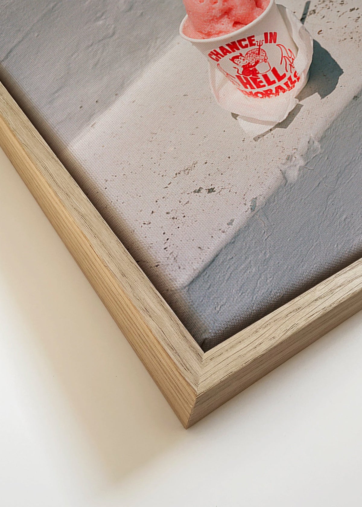 Arte para cozinha: sorvete rosa em degraus brancos – Canvas detail