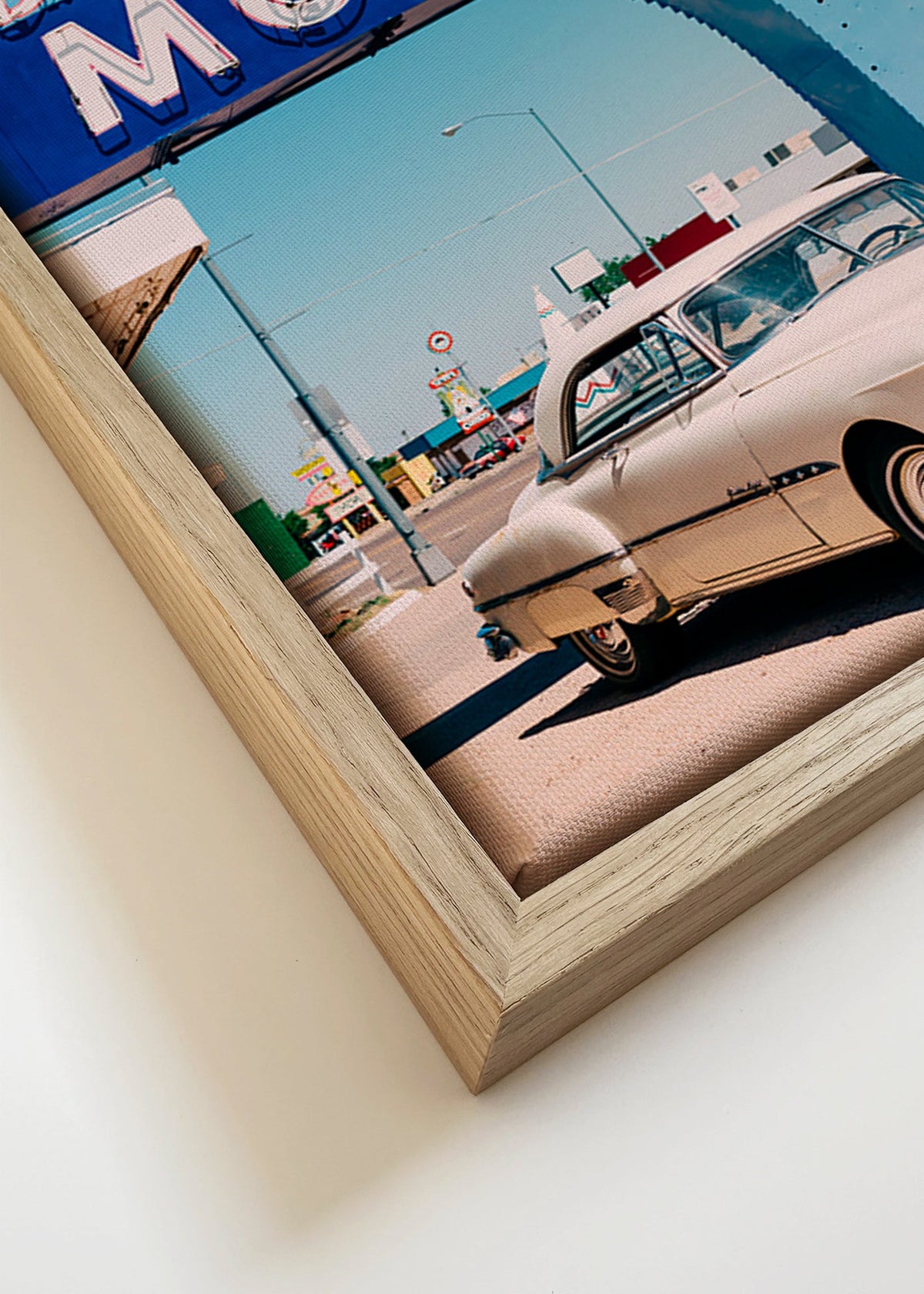 Quadro vintage de motel com carro clássico – Canvas detail