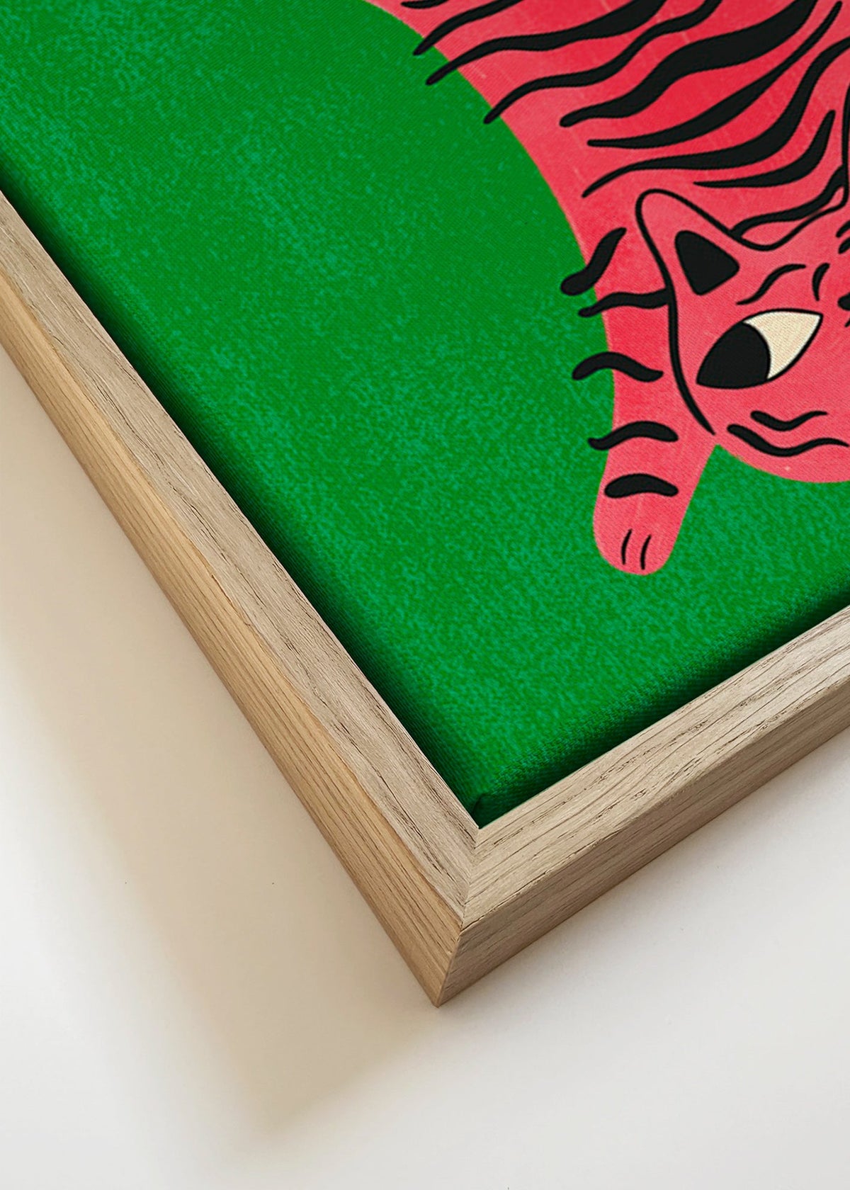 Quadro gato rosa com riscas negras – Canvas detail