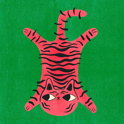 Quadro gato rosa com riscas negras
