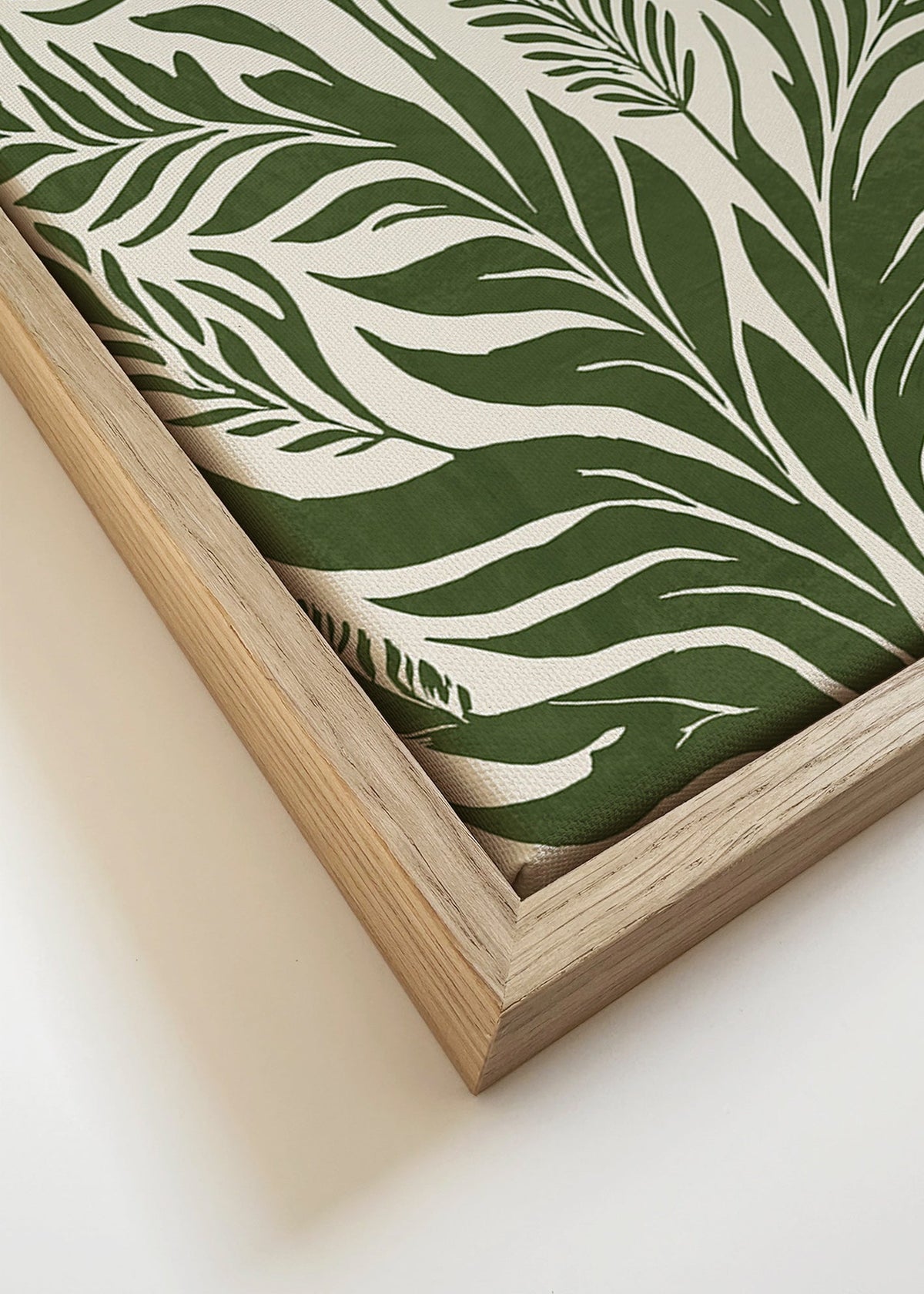 Estampa botânica folhas verdes sobre bege – Canvas detail