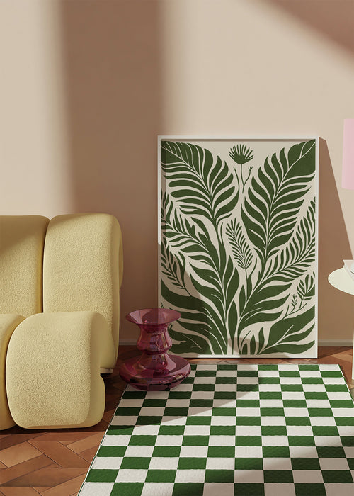 Estampa botânica folhas verdes sobre bege – Product1