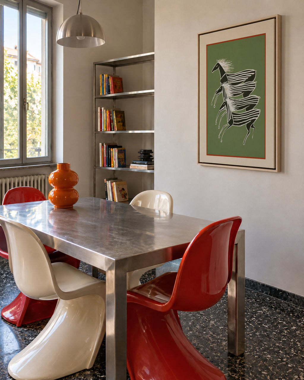 Horses In Stripes - Framed canvas in an interior