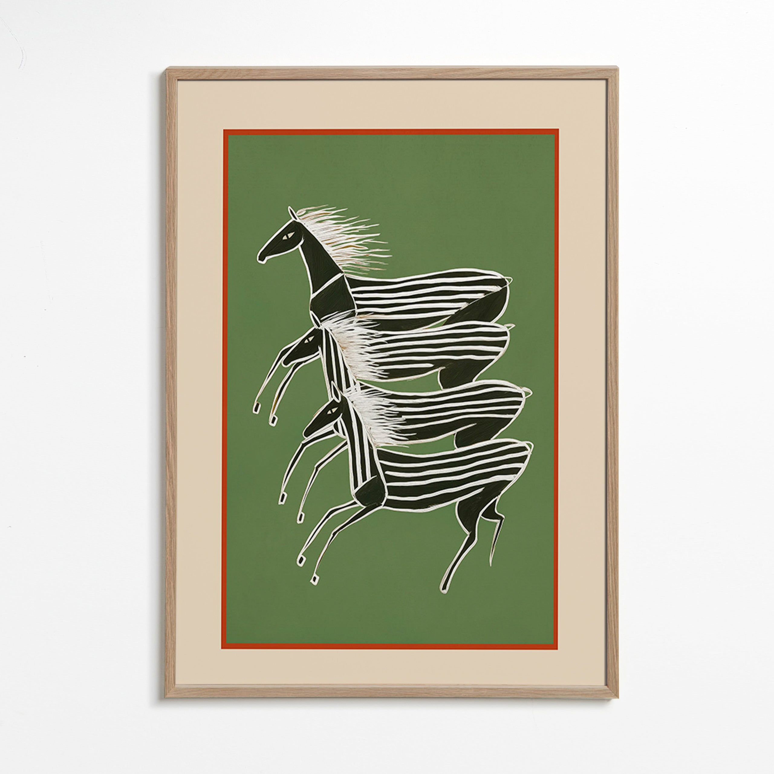 Cavalos riscados em composição empilhada – Oak Frame