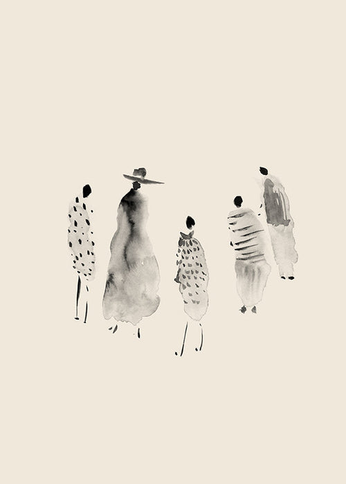 Ilustração de figuras em tinta minimalista