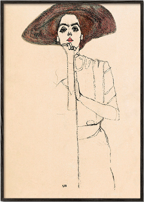 Ilustração retrato com chapéu e traço expressivo – Black Frame