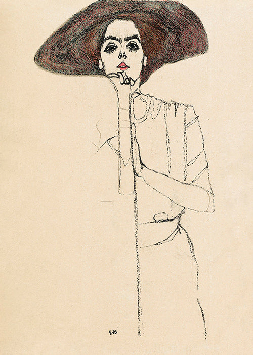 Ilustração retrato com chapéu e traço expressivo